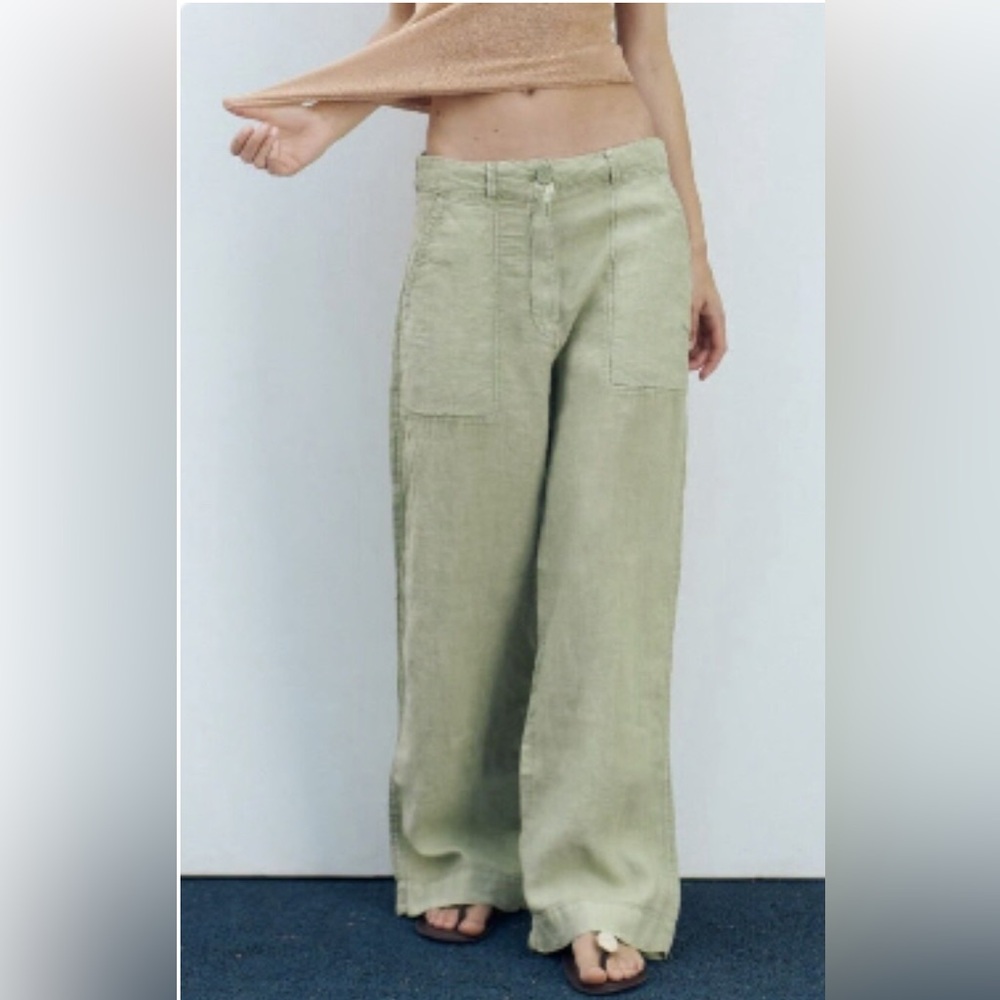 Zara Grey Wide-Leg Linen Pants XXL NWT Grey plus size